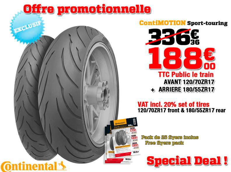 Pack pneus Continental ContiMotion Sport-Touring 120/70ZR17 + 180/55ZR17