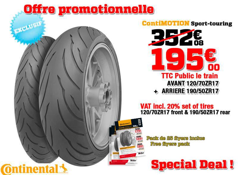 Pack pneus Continental ContiMotion Sport-Touring 120/70ZR17 + 190/50ZR17
