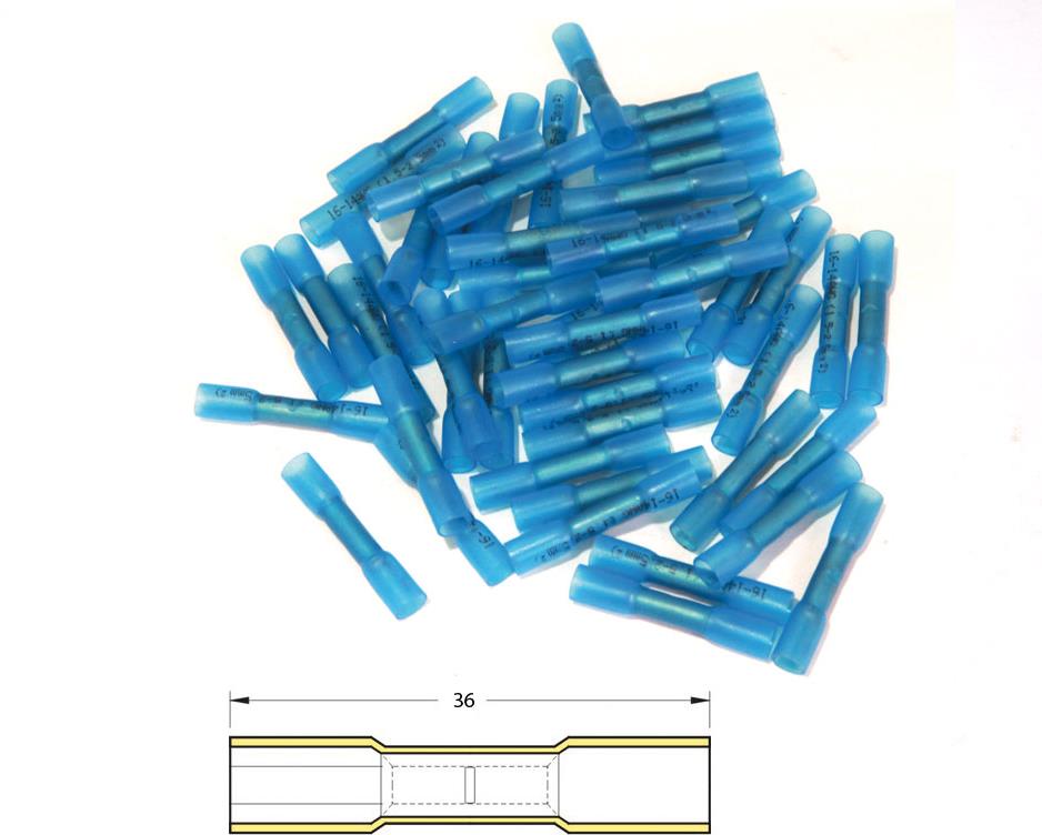 Bout à bout à sertir thermo-rétractable Bihr Ø1,5/2,5Mm² - 50Pcs transparent bleu