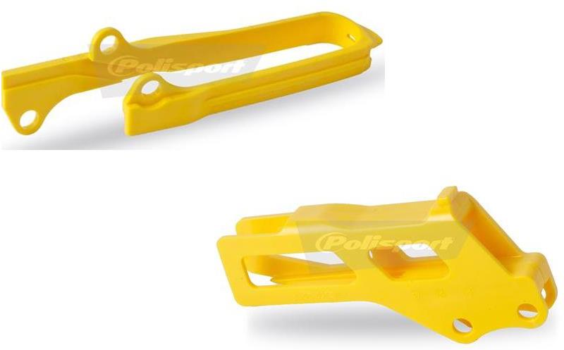 Kit guide chaîne + patin de bras oscillant marque POLISPORT jaune Suzuki
