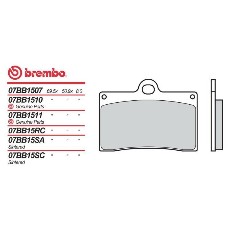 Plaquettes de frein Brembo Carbone Racing RC : 07BB15RC | KIT 851, Honda RS125-250 '93