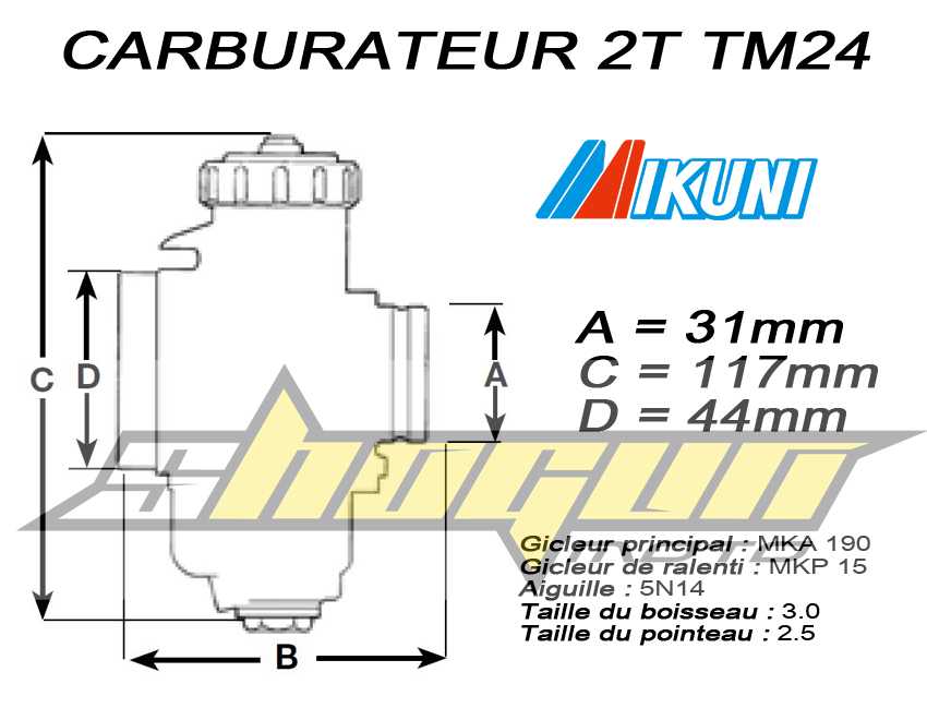 Carburateur Mikuni TM24 STANDARD MKA190 MKP15