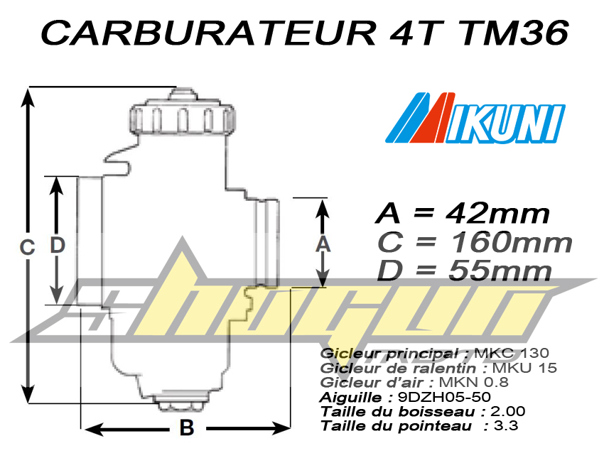 Carburateur Mikuni TM40 A POMPE C165 U17.5 N1.1 9DJY01 568-Y6