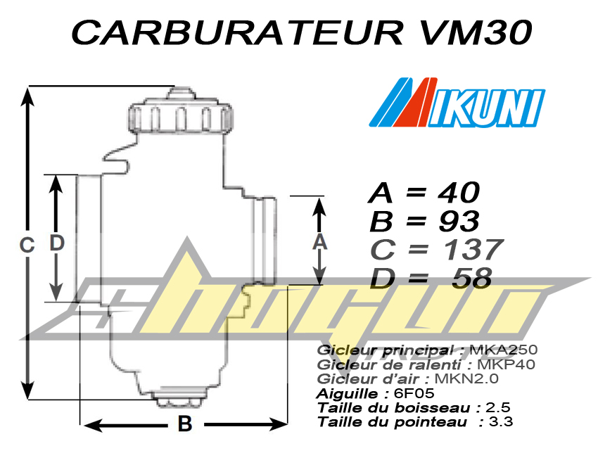 Carburateur Mikuni VM30 STANDARD