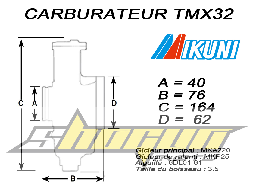 Carburateur Mikuni TMX 38Ø 44mm