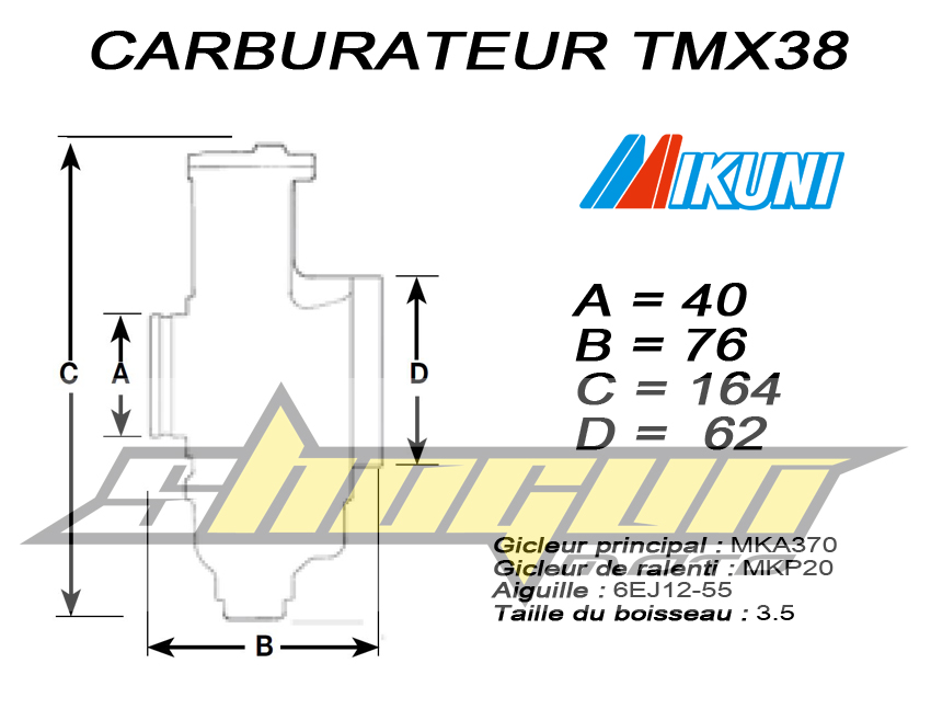 Carburateur Mikuni TMX 38Ø 44mm