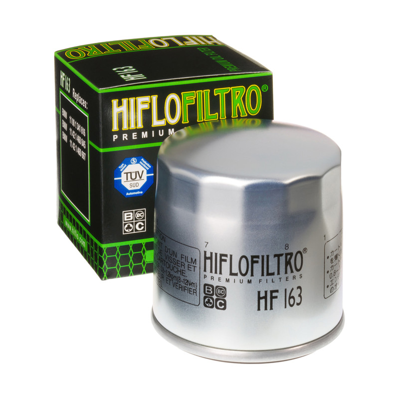 Filtre à huile Argent HF163 de marque Hiflofiltro | Compatible Moto BMW