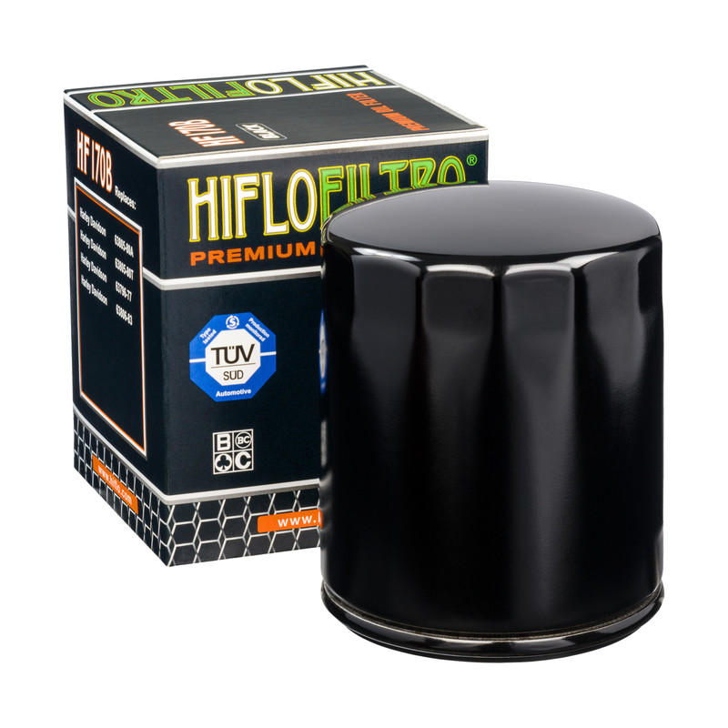 Filtre à huile noir brillant HF170B marque Hiflofiltro | HARLEY DAVIDSON