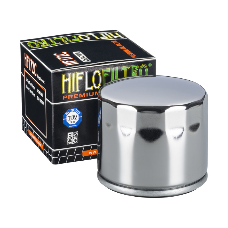 Filtre à huile Chromé HF172C marque Hiflofiltro | Compatible HARLEY DAVIDSON