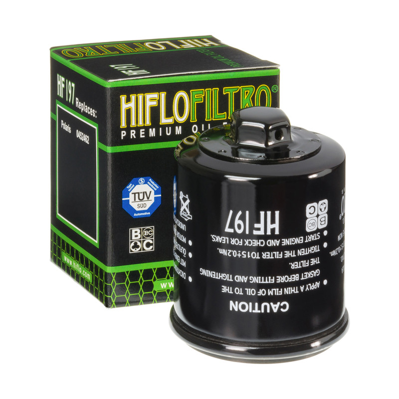 Filtre à huile HF197 marque Hiflofiltro | Compatible PGO, AEON, HYOSUNG, POLARIS