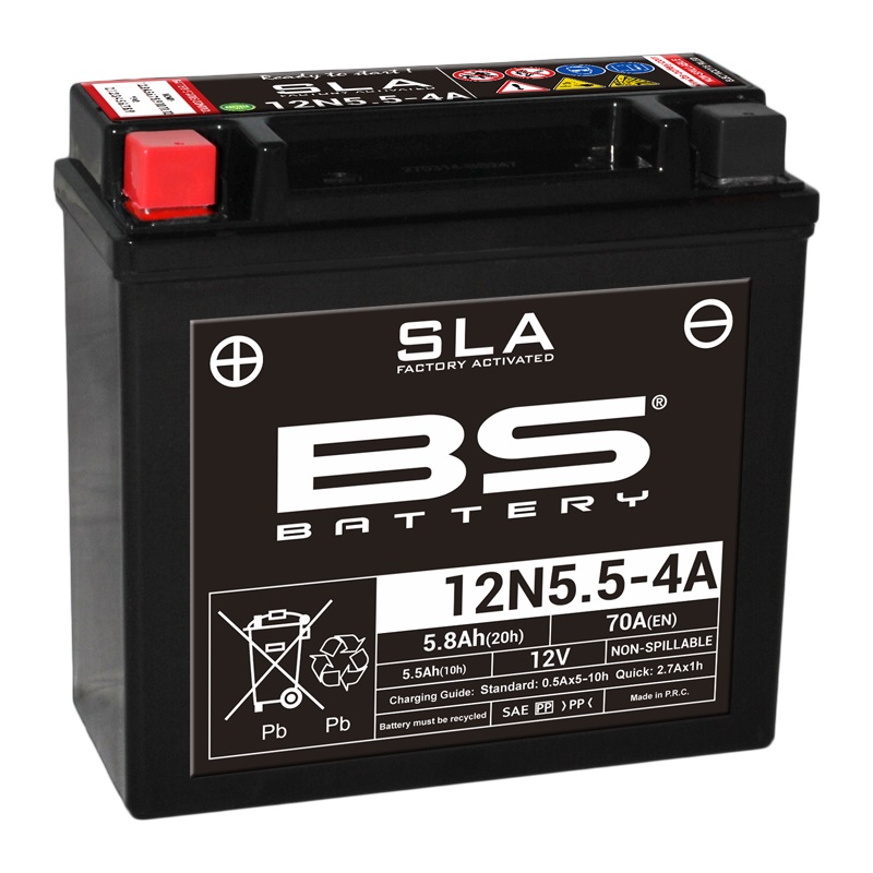 Batterie 12N5.5-4A marque BS Battery SLA sans entretien activé usine
