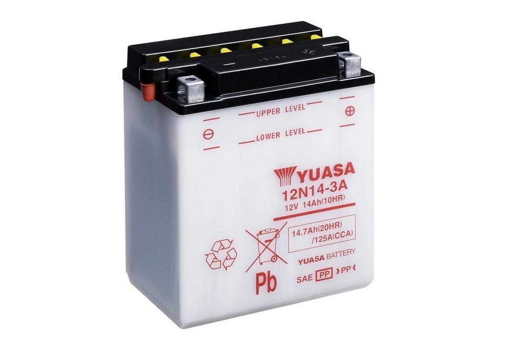 Batterie marque Yuasa type conventionnelle sans pack acide référence 12N14-3A