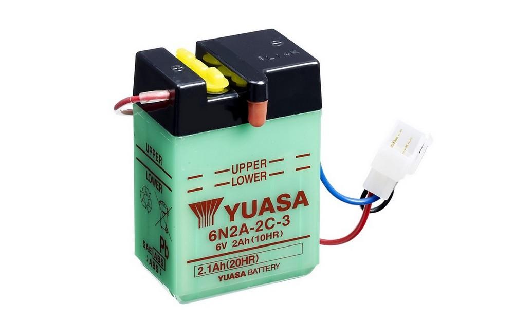 Batterie marque Yuasa type conventionnelle sans pack acide référence 6N2A-2C-3