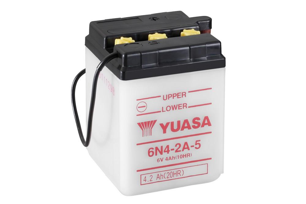 Batterie 6N4-2A-5 marque Yuasa type conventionnelle sans pack acide