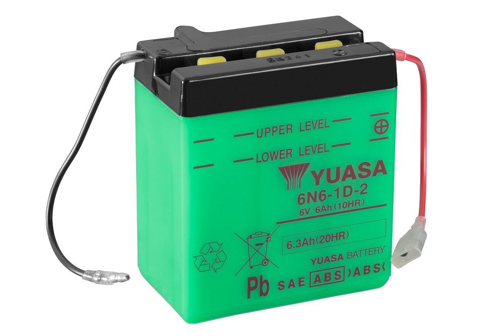 Batterie marque Yuasa type conventionnelle sans pack acide référence 6N6-1D-2