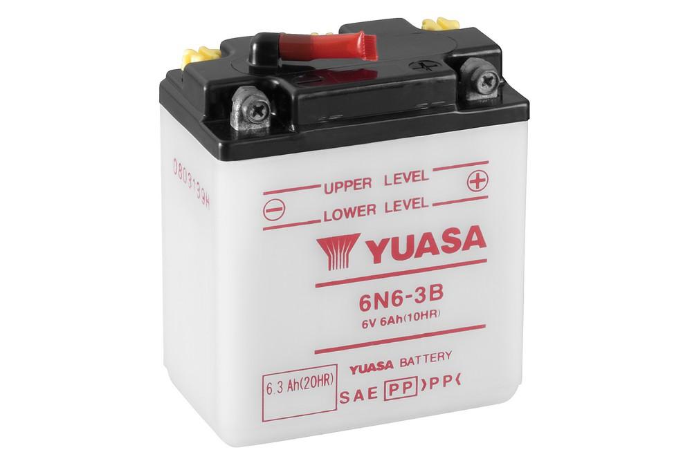 Batterie 6N6-3B marque Yuasa type conventionnelle sans pack acide