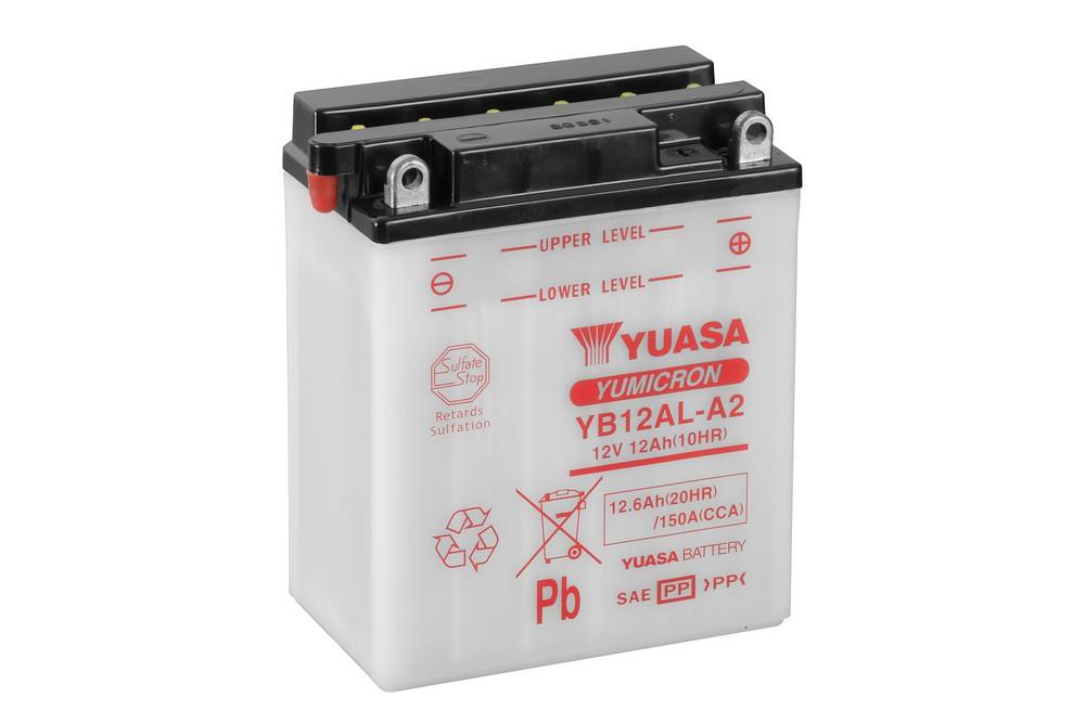 Batterie YB12AL-A2 marque Yuasa type conventionnelle sans pack acide