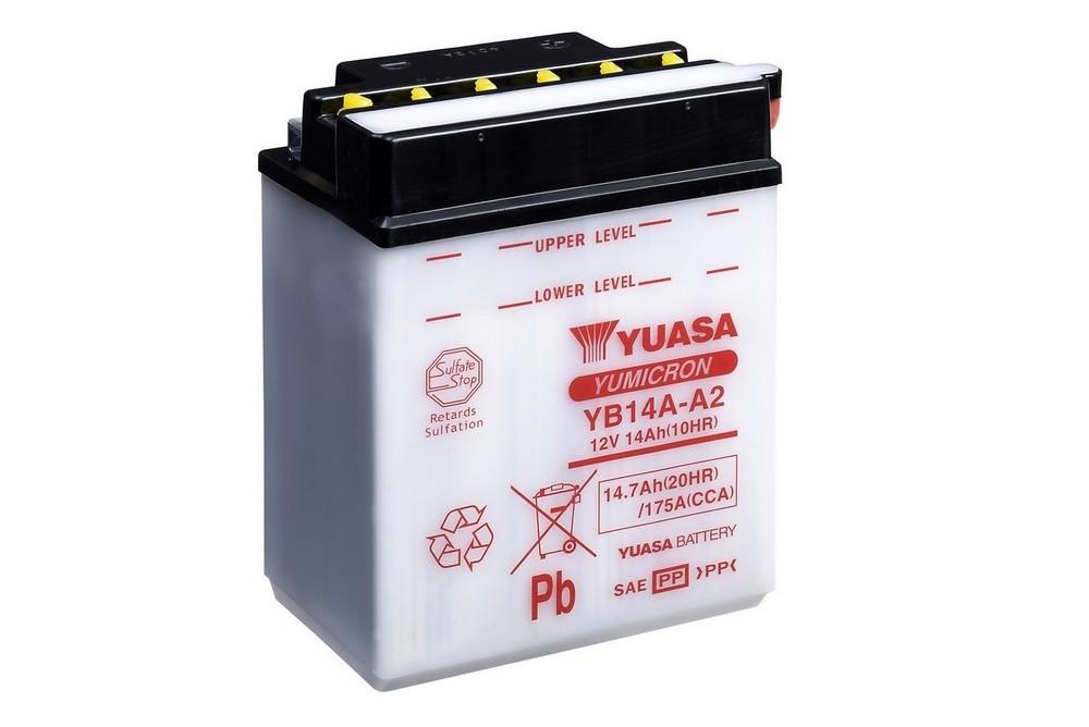 Batterie marque Yuasa type conventionnelle sans pack acide référence YB14A-A2