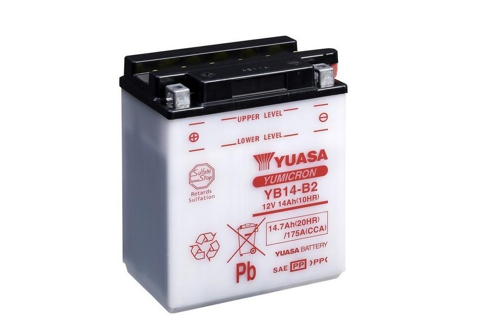 Batterie marque Yuasa type conventionnelle sans pack acide référence YB14-B2