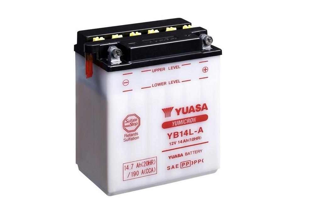 Batterie marque Yuasa type conventionnelle sans pack acide référence YB14L-A