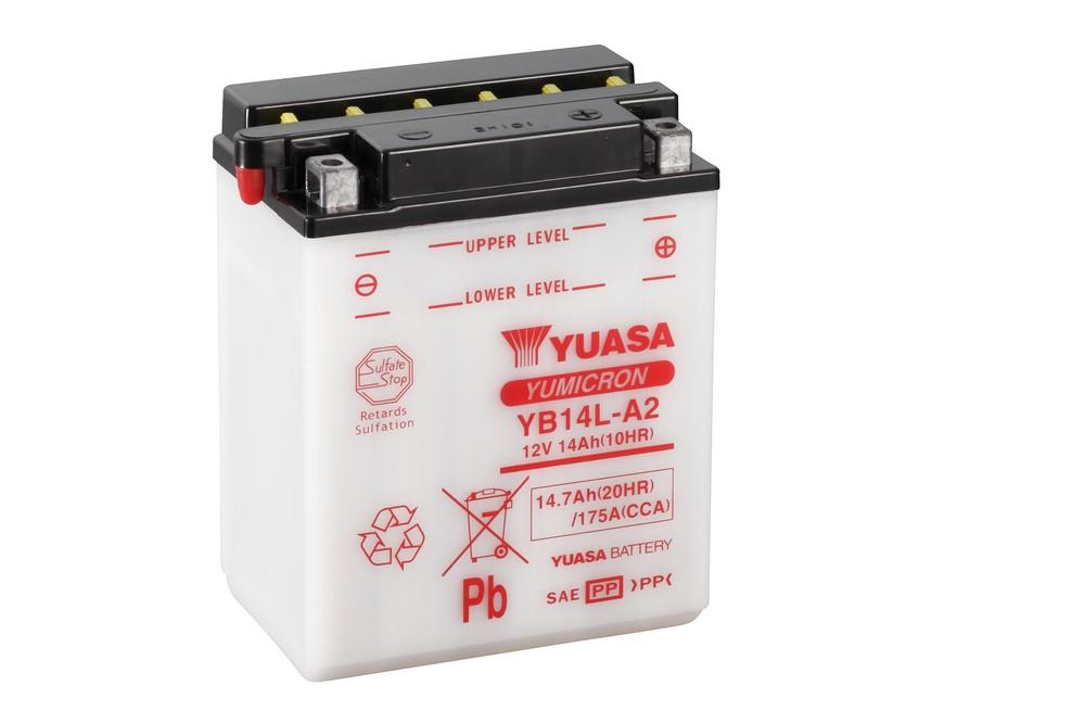 Batterie marque Yuasa type conventionnelle sans pack acide référence YB14L-A2