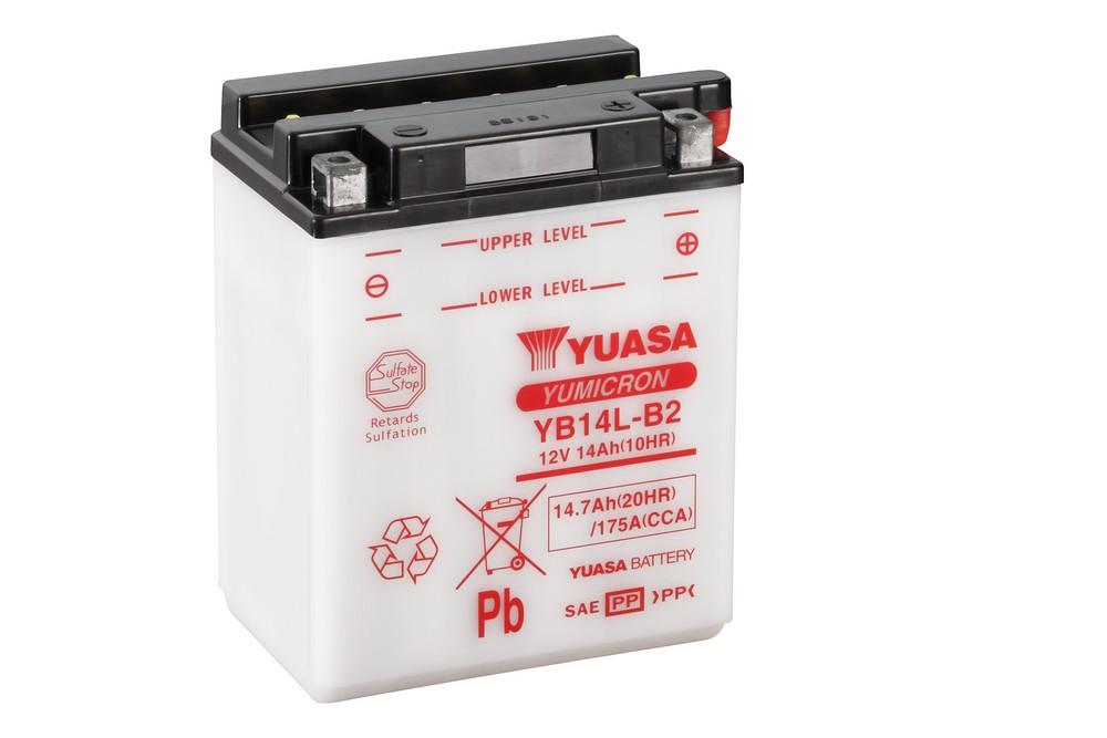 Batterie marque Yuasa type conventionnelle sans pack acide référence YB14L-B2