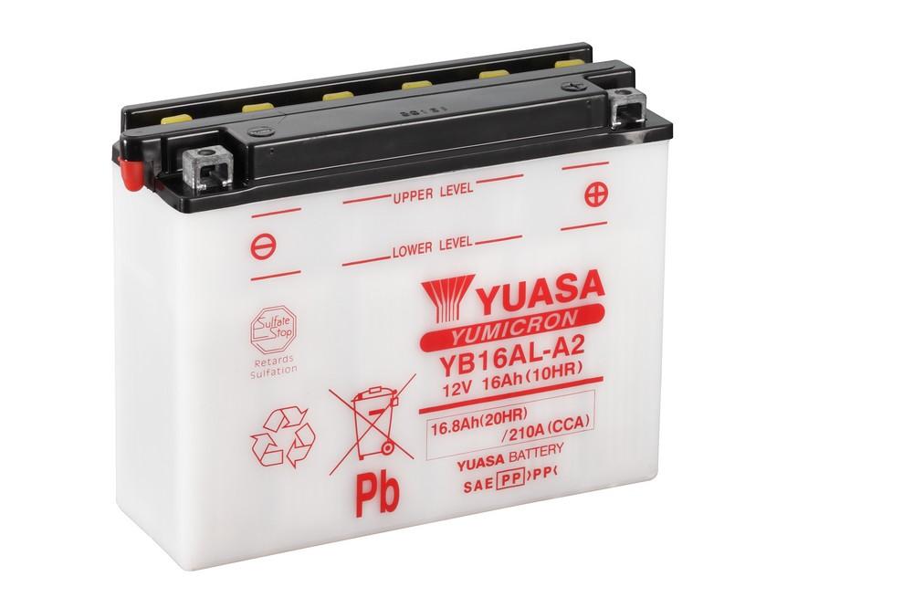 Batterie marque Yuasa type conventionnelle sans pack acide référence YB16AL-A2