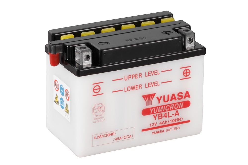 Batterie YB4L-A marque Yuasa type conventionnelle sans pack acide