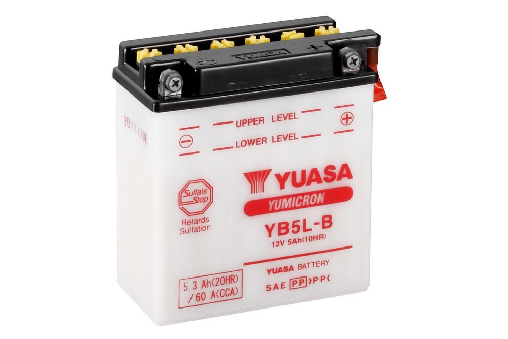 Batterie YB5L-B marque Yuasa type conventionnelle sans pack acide