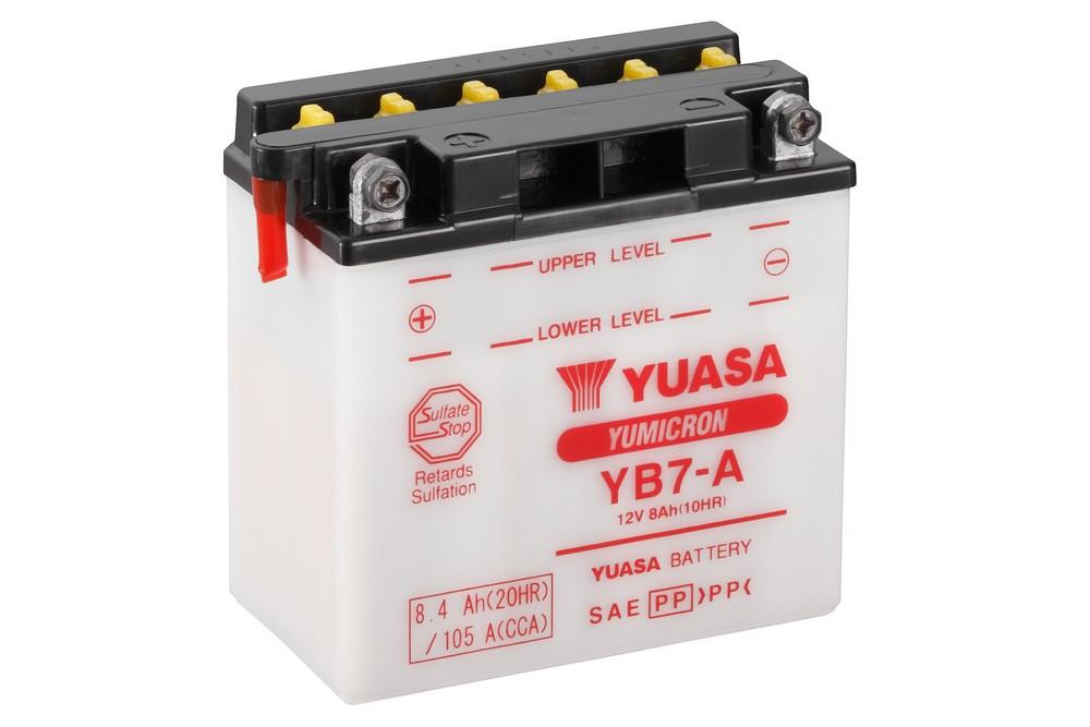 Batterie YB7-A marque Yuasa type conventionnelle sans pack acide