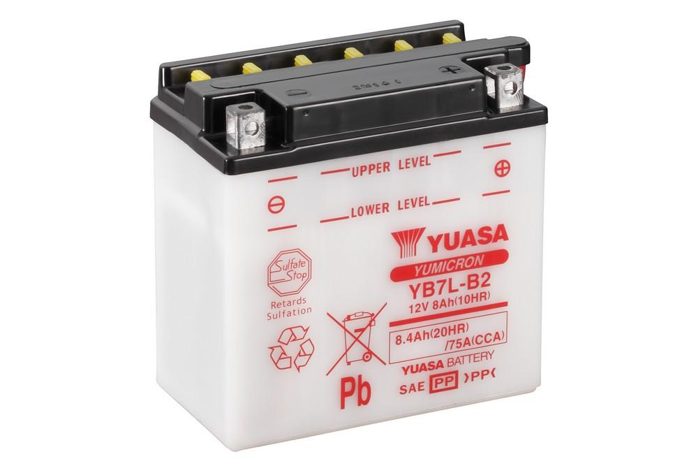 Batterie marque Yuasa type conventionnelle sans pack acide référence YB7L-B2