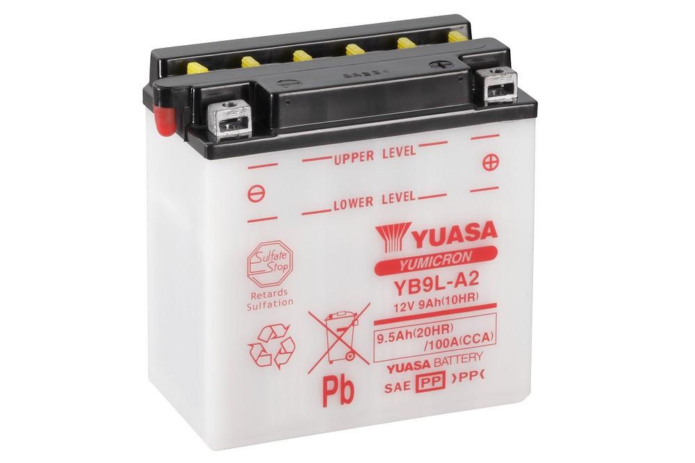 Batterie marque Yuasa type conventionnelle sans pack acide référence YB9L-A2