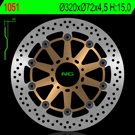 Disque de frein flottant avant marque Ng BRAKES 1051 | Compatible Moto DUCATI