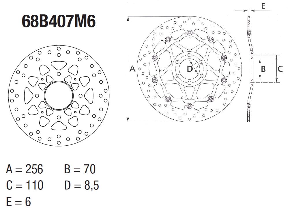 Disque de frein fixe marque Brembo Série Oro 68B407M6 | Compatible Moto HONDA