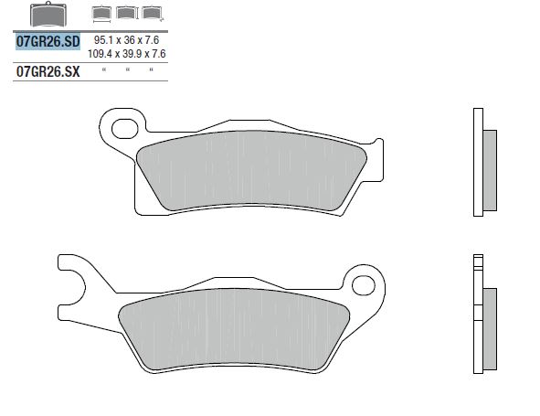 Plaquettes de frein Brembo métal fritté indice SD (07GR26SD)