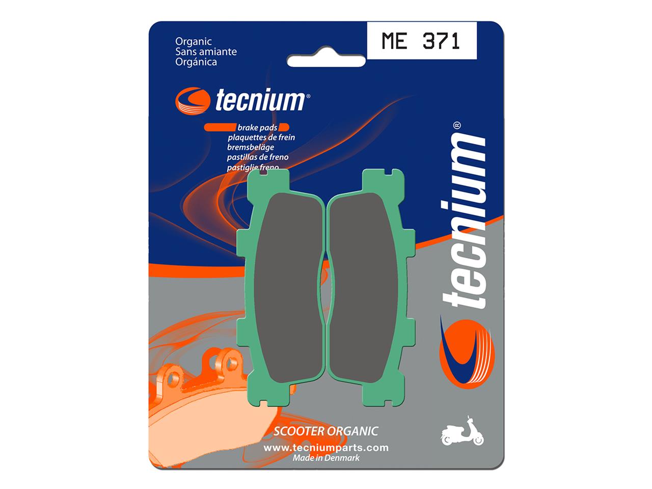 Plaquettes de frein organiques Tecnium : ME371 | J 125, DOWNTOWN 125, 200, PEOPLE GTI 125, 200