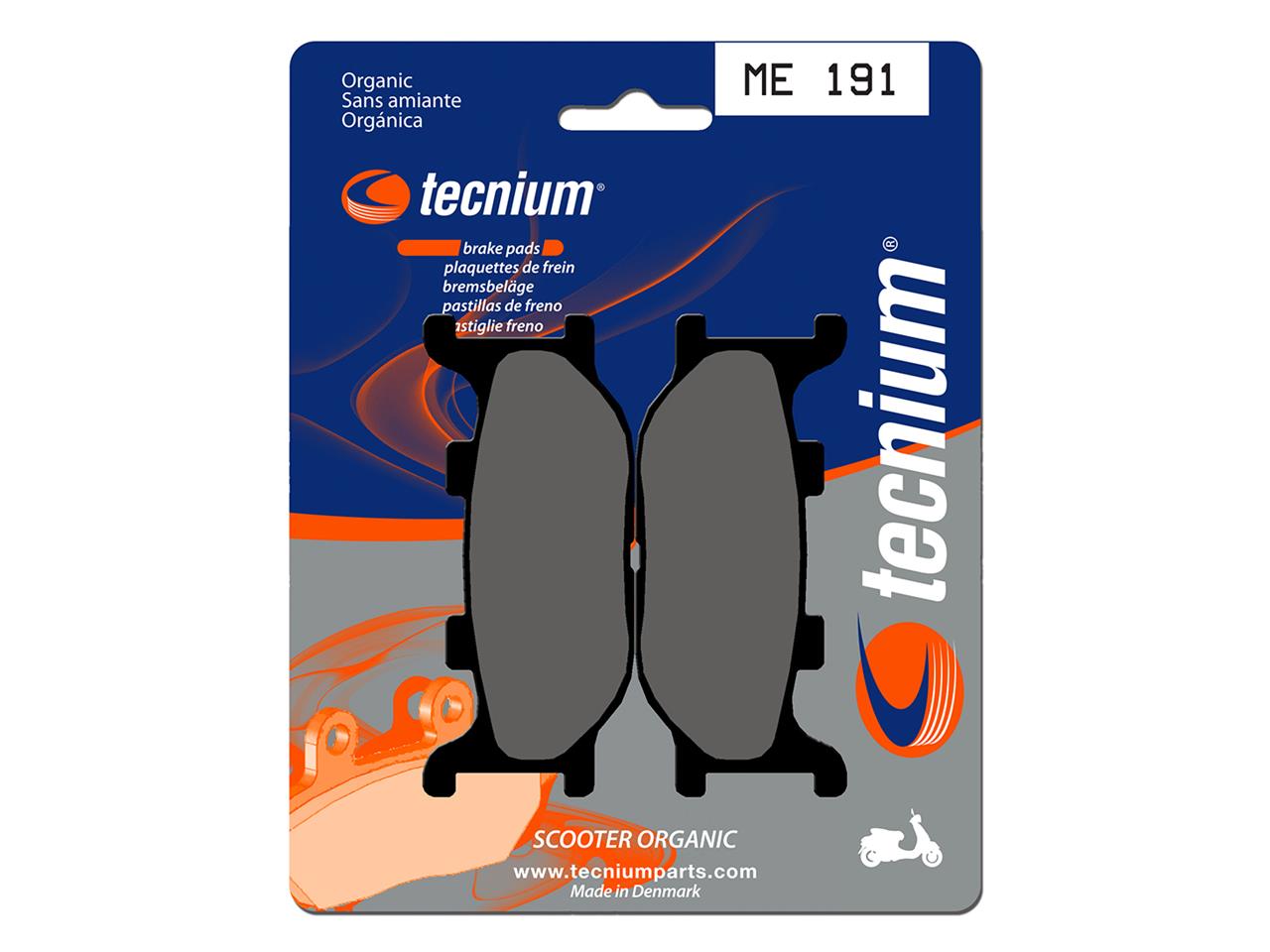Plaquettes de frein organiques Tecnium : ME191 | MBK, YAMAHA, KEEWAY, ITALJET