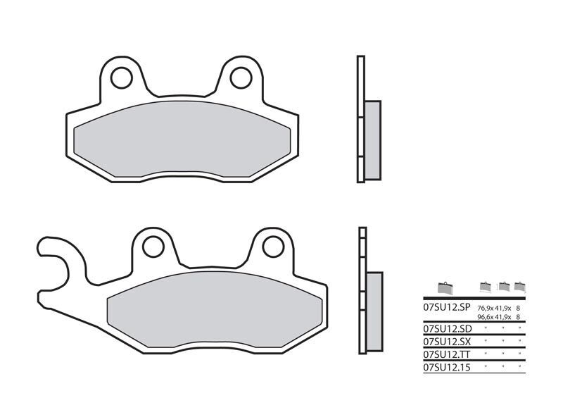 Plaquettes de frein Brembo métal fritté : SX (07SU12SX) | SENDA R 50, SM 50, SONAR 125, SPORTSMAN