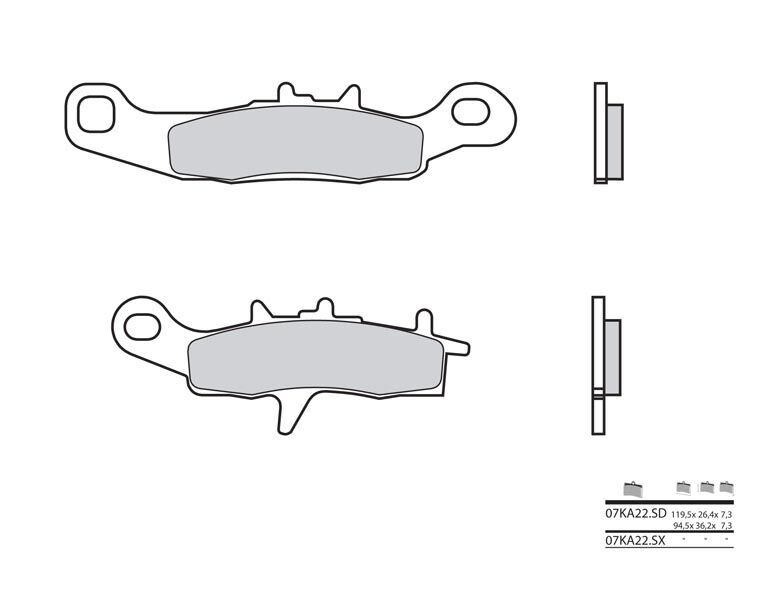 Plaquettes de frein Brembo 07KA22 SX métal fritté racing