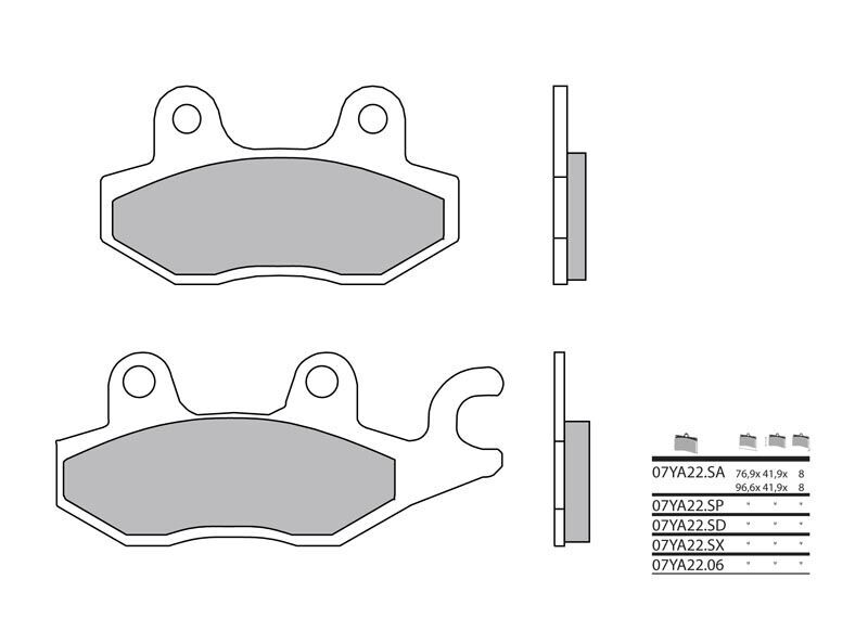 Plaquettes de frein Brembo métal fritté indice SD (07YA22SD)