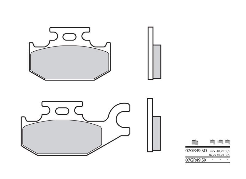 Plaquettes de frein Brembo en métal fritté - Modèle 07GR49SD | Quad, Maxiscooter