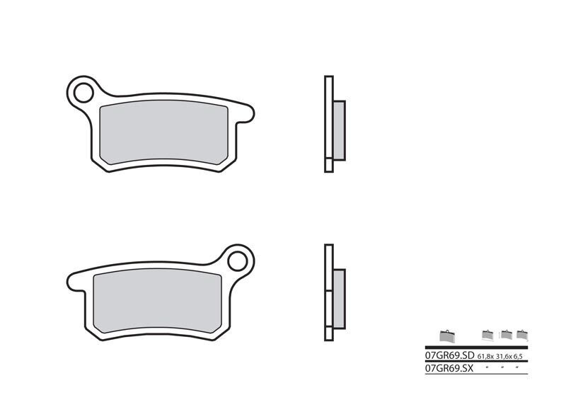 Plaquettes de frein Brembo 07GR69 SD en métal fritté | MC 65, TC 65, SX 65, 85, 105 ('02-'04)