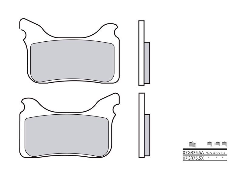 Plaquettes de frein racing Brembo 07GR75 SX métal fritté | FS 450, FS-C 650, FS-E 650, SMR 450, 525, 560