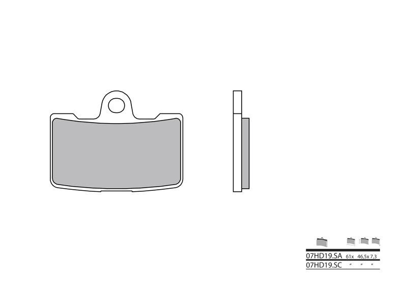 Plaquettes de frein Brembo en métal fritté, usage routier - Indice SA (07HD19SA) | BUELL