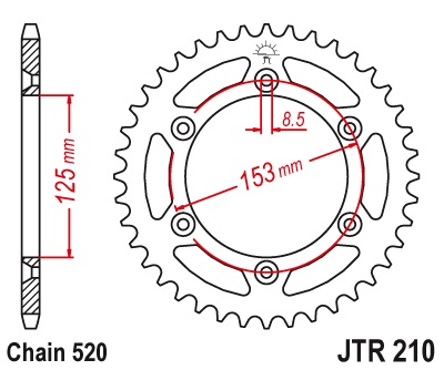 Couronne marque JT Sprockets type acier standard 210 520