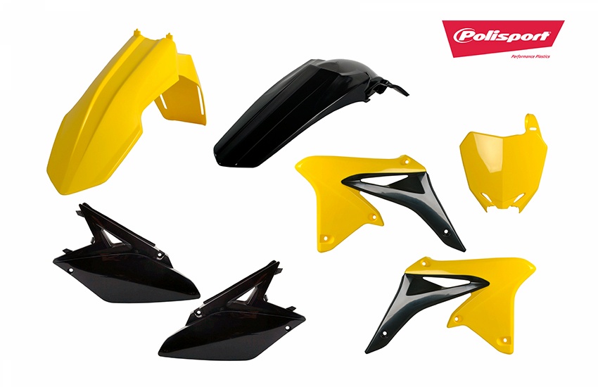 Kit plastiques marque POLISPORT jaune/noir Suzuki RM-Z250