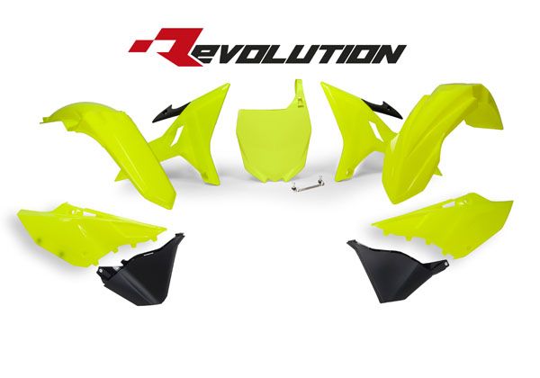 Kit plastiques marque RACETECH Revolution sans réservoir jaune/noir Yamaha