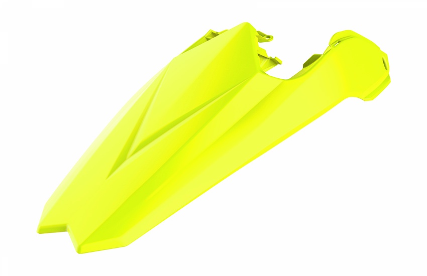 Garde-boue arrière + plaques latérales marque Polisport couleur jaune fluo Beta RR