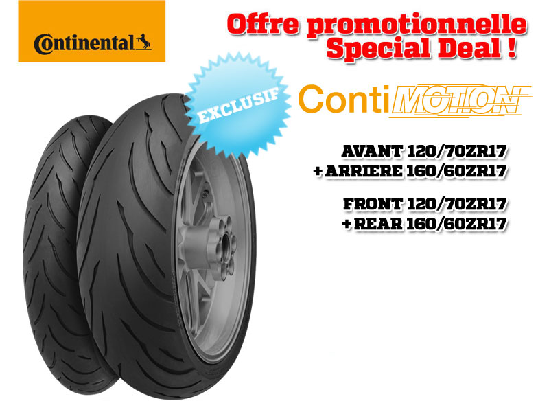 Pack pneus Continental ContiMotion Sport-Touring 120/70ZR17 + 160/60ZR17