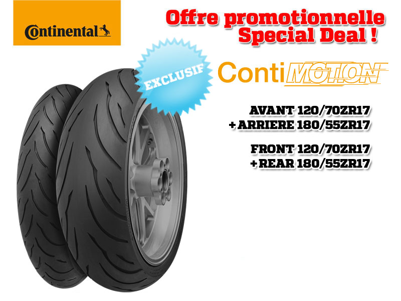 Pack pneus Continental ContiMotion Sport-Touring 120/70ZR17 + 180/55ZR17